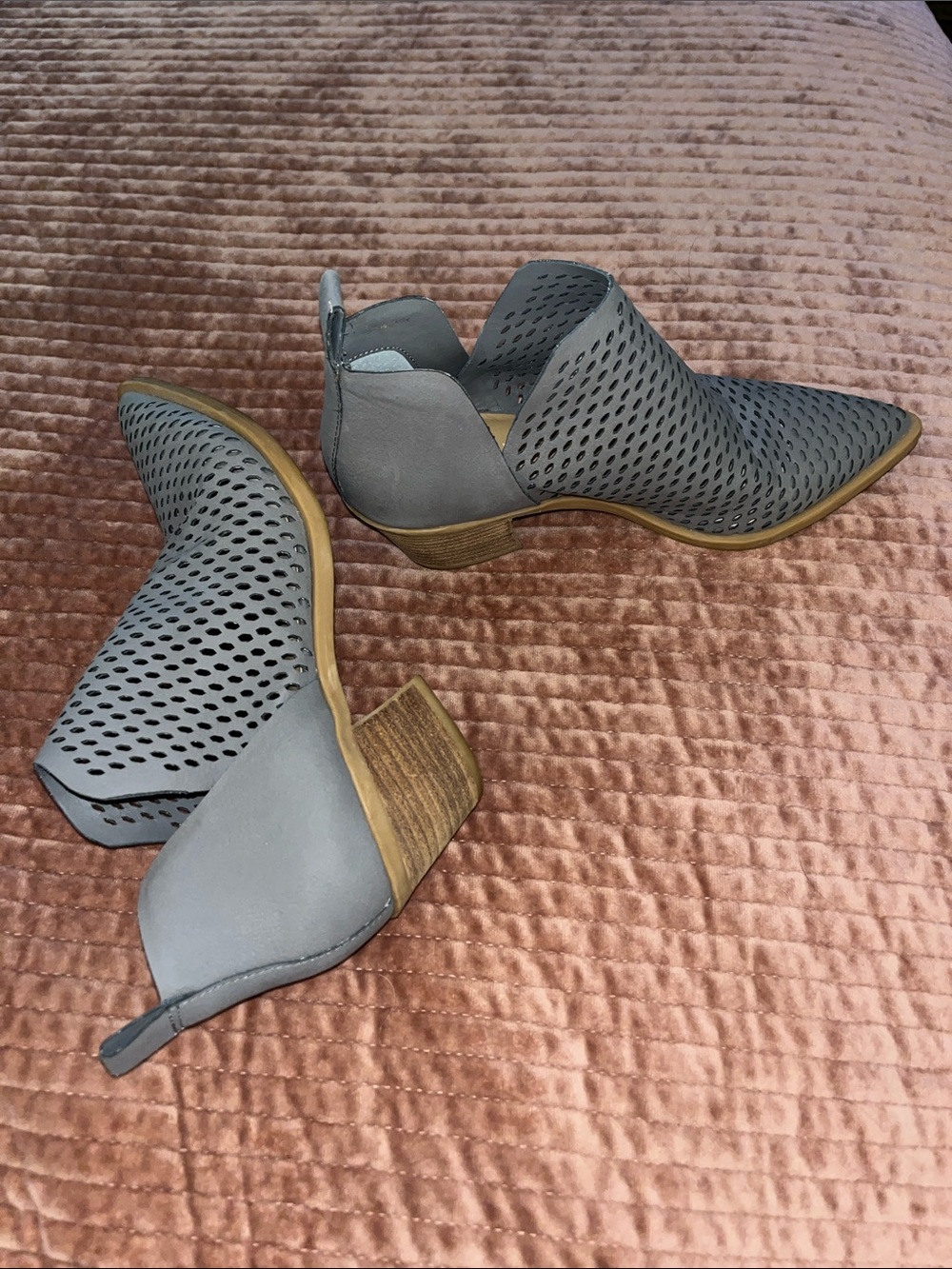 Dolce Vita Gray Perforated Cutout Ankle Booties